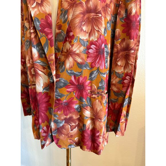 VTG NORTON MCNAUGHTON Floral Blazer | Brown Red Green Cottagecore | SIZE 12 - Picture 4 of 10